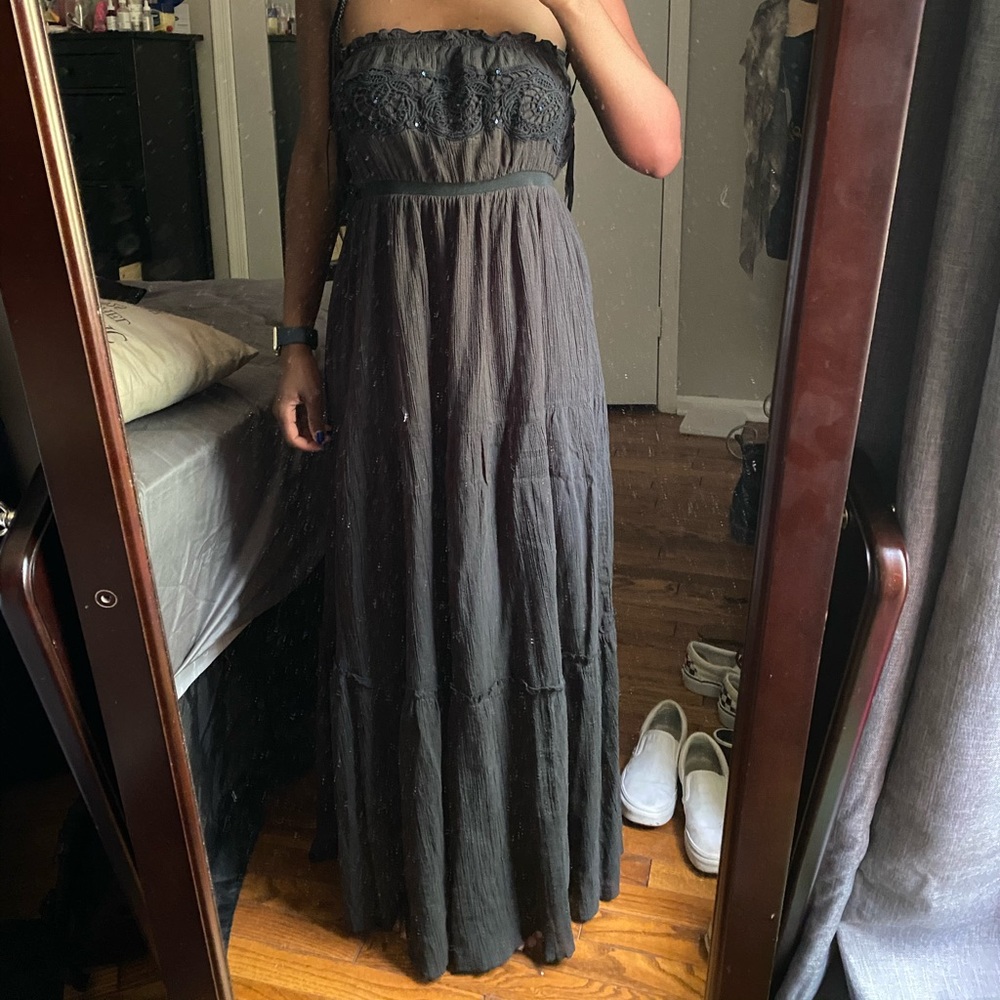 Long Black Free People Strapless Dress